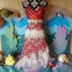 Rose lace red white black wild flower sun dress